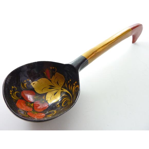 Vintage Russian Strawberry Lacquer Spoon - Picture 1 of 4